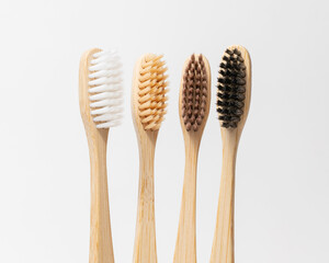 Bamboo toothbrushes, white, beige, brown, black