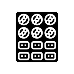 baked cookies on tray glyph icon vector. baked cookies on tray sign. isolated contour symbol black illustration