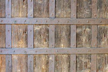 old wooden door background, close up and full frame