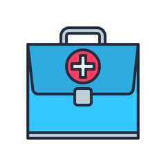 First aid kit medical icon vector isolated on white background. Medical briefcase symbol.