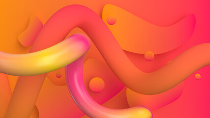 Abstract background with fluid shapes, color gradient geometry, wriggling lines, 3d render