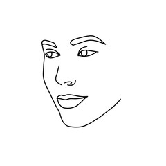 face of a beautiful young woman line art 8