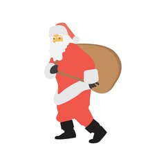 Santa Claus with gift sack vector icon illustration.