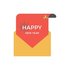 Happy New Year Greeting Card Decorative Icon in Flat Design Style. Usable as banner, greeting card, gift package etc.