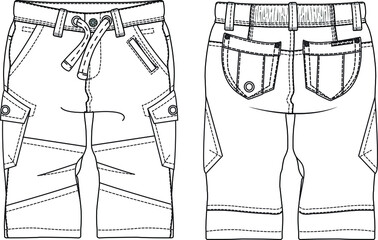Flat sketch trousers design for baby boy.
