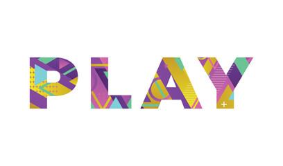 Play Concept Retro Colorful Word Art Illustration