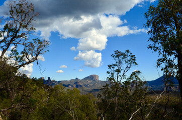 Obraz na płótnie Canvas Clouds over the Warrumbungle Ranges in rural New South Wales, Australia