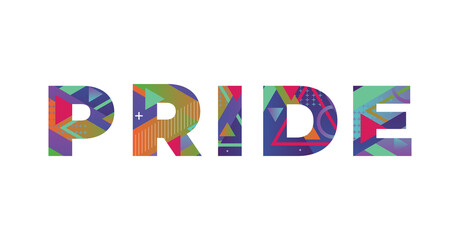 Pride Concept Retro Colorful Word Art Illustration