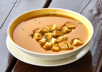 Cream soup with  croutons