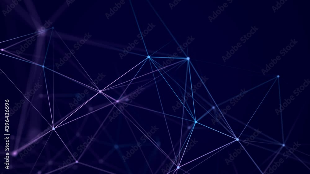 Poster Abstract background with motion lines and dots. Network connection structure. Data exchange. 3D seamless loop.