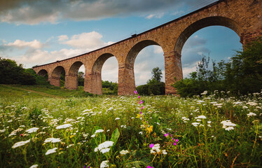 Fantastic view to beautiful old railway viaduct. © Leonid Tit