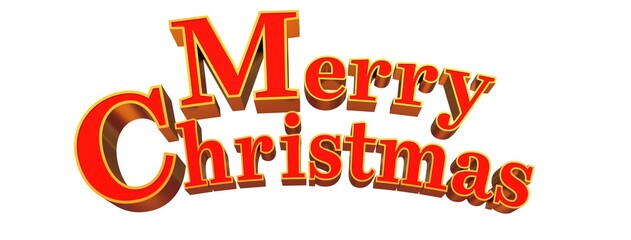 Merry Christmas text red and gold - 3D rendering