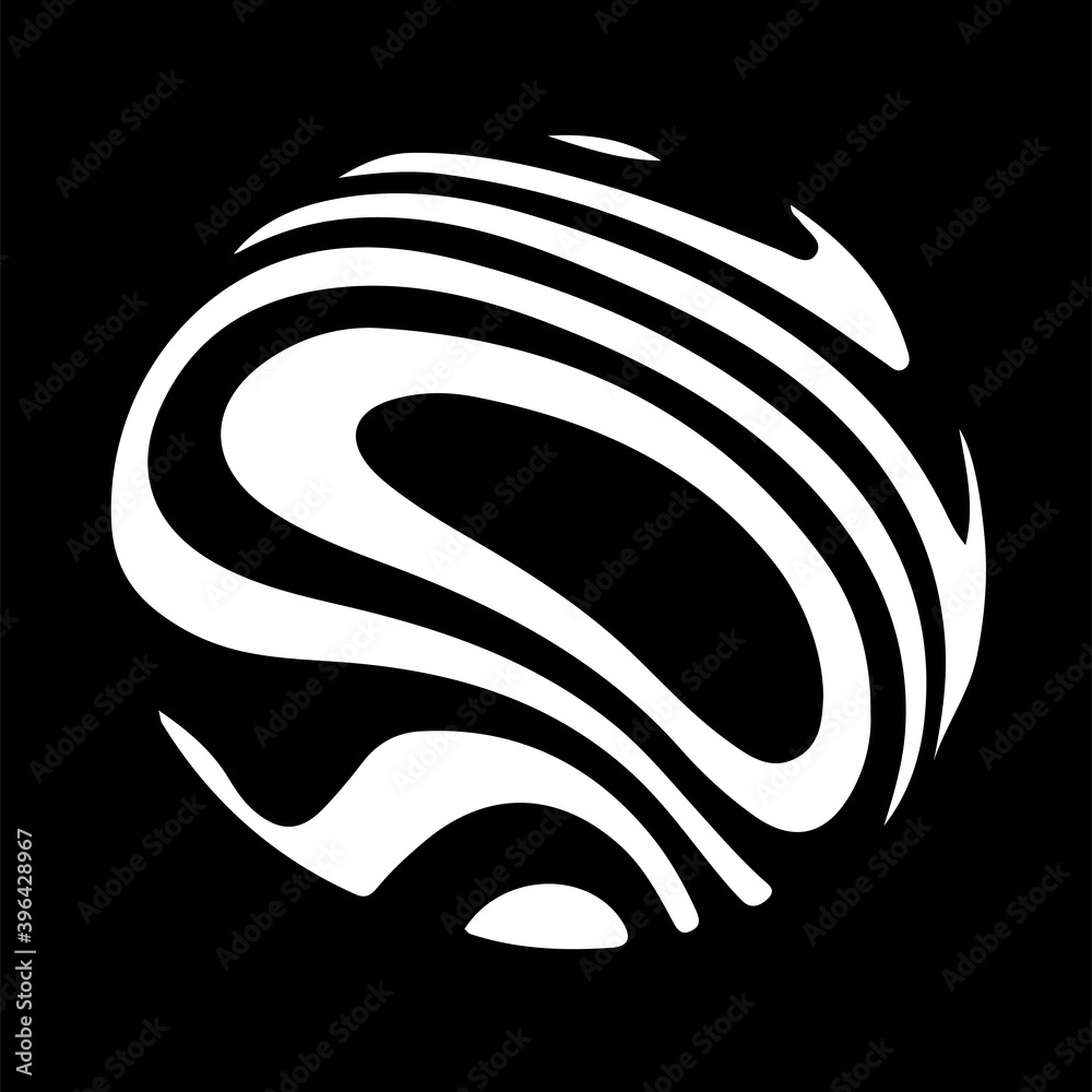 Fototapete Sphere with distorted lines. Circle in a distortion effect. Optical illusion. Circular lines twist on background with circle distortion effect. Illusion of terrain.