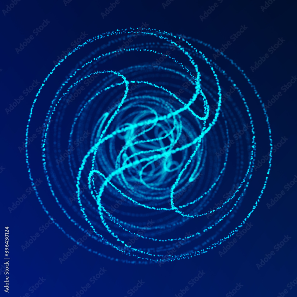 Poster abstract 3d sphere. sphere with twist lines. glowing lines twisting logo design. outer space object.