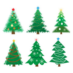stock vector different christmas tree set isolated on white background