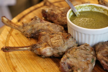Traditional Brazilian barbecue. Picanha, Ancho. Steaks grilled