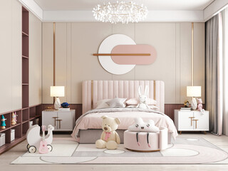 3d render. Modern child bedroom interior.