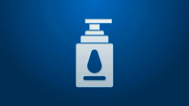 White line Personal lubricant icon isolated on blue background. Lubricating gel. Cream for erotic sex games. Tube with package box. 4K Video motion graphic animation.