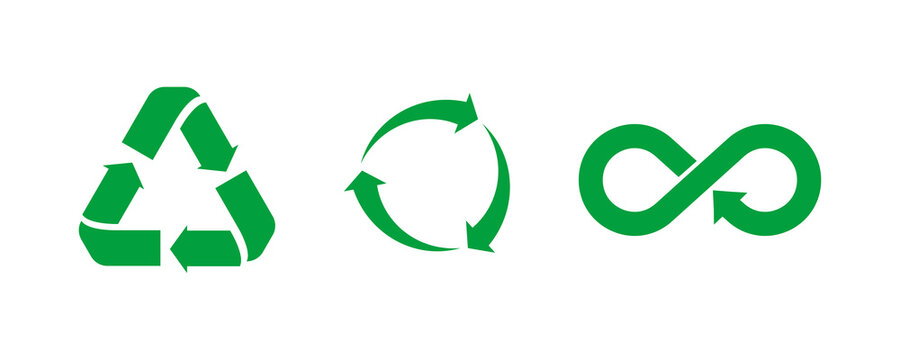 Recycle icon. Set of green recycle signs . Vector illustration on white backgruond . Isolated, ecology icons collection.