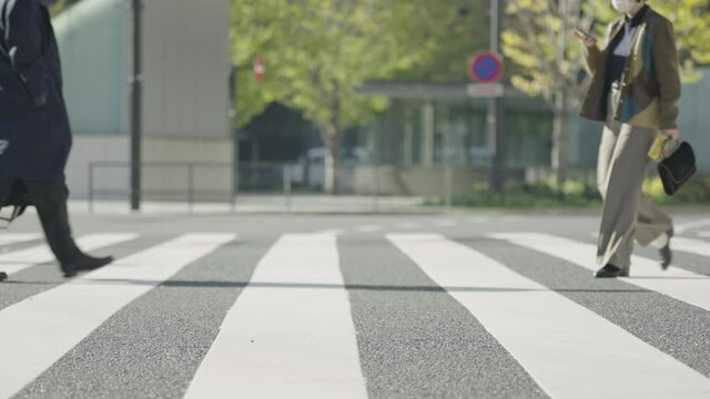 群衆・歩く人・横断歩道・東京駅