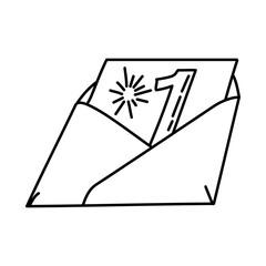 New Year Card Icon. Doodle Hand Drawn or Outline Icon Style