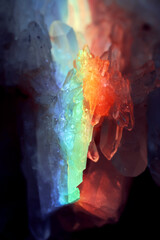 Beautiful crystal magic Rhinestone gem stone. Texture of specimen with scattered natural light...