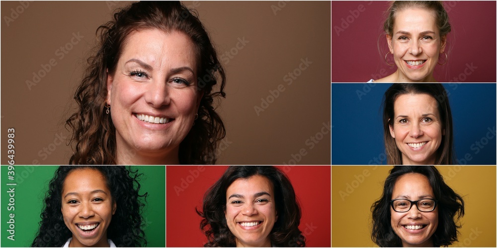 Canvas Prints Group of 6 beautiful commercial women smiling 