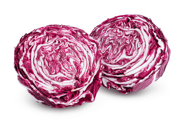Obraz premium Fresh red radicchio salad isolated on white background with clipping path and full depth of field