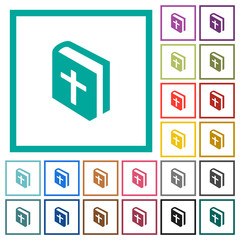 Fototapeta premium Holy bible flat color icons with quadrant frames