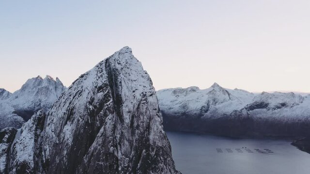 Mountain Peak Of Segla In Winter Sunrise