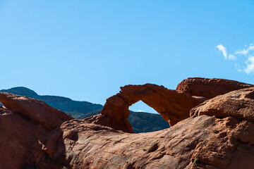 Arch Rock Stands Atop Petrified Sand Dunes, Valley of Fire State Park, Nevada, USA