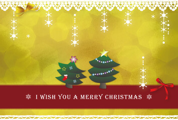 クリスマスツリーのきらきら可愛いクリスマスカード、ポストカード