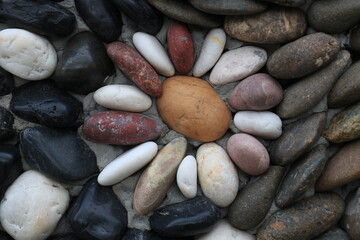 pebbles on thewall for decoration