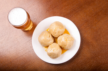 German Knodel and beer