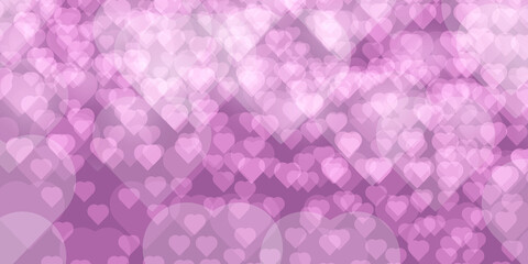 Pink , Purple color Abstract Heart Love bokeh lights with soft light background 