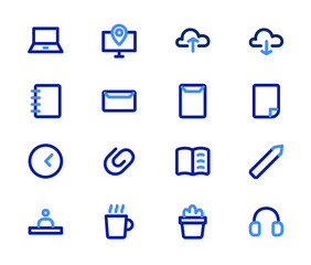 Remote Work and Desk items Line Icon Ser