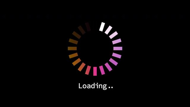 Looped gradient loading circle icon animation against black background.