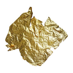 Gold foil isolated banner on white background. Gold potal foil texture. Foil leaf. Gold foil sheet.