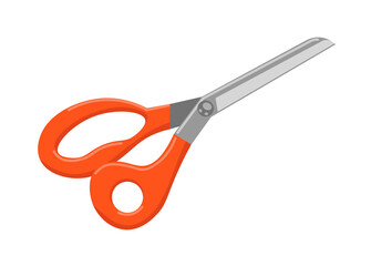 Cutting shear with red handle isolated on white background