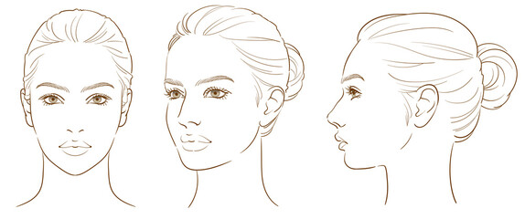 女性の顔のスタイルイラスト バリエーション