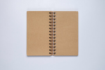 Top view of open spiral Notebook