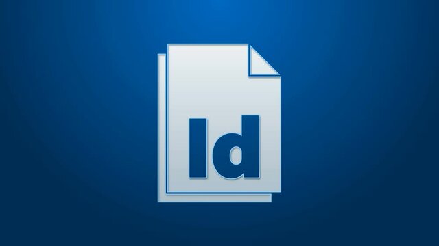 White line ID File document icon isolated on blue background. 4K Video motion graphic animation.