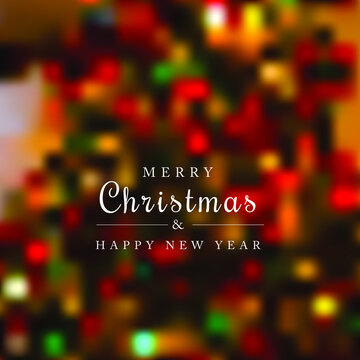 Blurred red and green digital christmas card vector with white sign merry christmas and happy new year