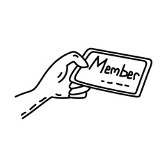 Member Card Icon. Doodle Hand Drawn or Outline Icon Style