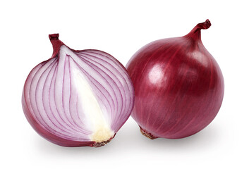 Fresh ripe red onion isolated on white background. Full depth of field.
