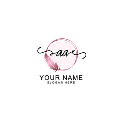 Initial AA Handwriting, Wedding Monogram Logo Design, Modern Minimalistic and Floral templates for Invitation cards	