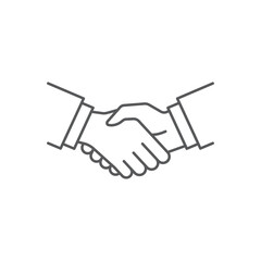 Business handshake icon, color, line, outline vector sign, linear style pictogram isolated on white. Symbol, logo illustration.