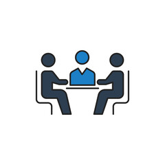 Business meeting icon, color, line, outline vector sign, linear style pictogram isolated on white. Symbol, logo illustration.