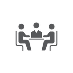 Business meeting icon, color, line, outline vector sign, linear style pictogram isolated on white. Symbol, logo illustration.