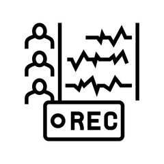 recording radio hosts line icon vector. recording radio hosts sign. isolated contour symbol black illustration